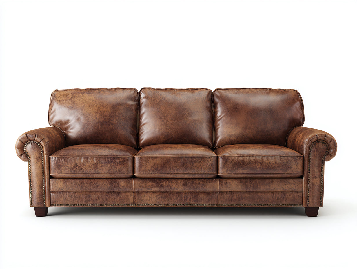 3 Sitzer Sofa Leder Braun 210x90x75 cm - Vintage Design Wohnzimmer Sofa Klassisch