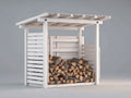 Kaminholzregal Holz Weiß 120x100x180 cm - Weiß - Modernes Outdoor Holzlager mit Dach
