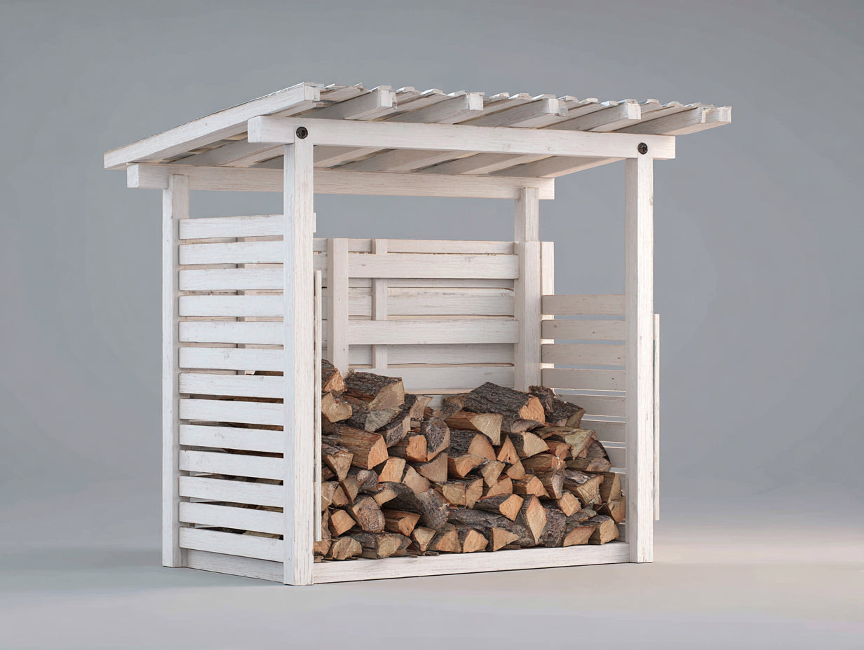 Kaminholzregal Holz Weiß 120x100x180 cm - Weiß - Modernes Outdoor Holzlager mit Dach
