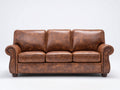 3 Sitzer Sofas aus Kunstleder 210x92x90 cm - Vintage Braun - Klassisches Wohnzimmersofa