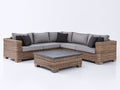 Gartensofa Set Rattan Metall Holz - 230x230x85 cm - Grau Natur Rattan Modern Outdoor Lounge Design