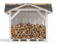 Kaminholzregal Holz Weiß ca. 200x180x200 cm - Weiß-Grau - Großes Outdoor Holzlager mit Dach