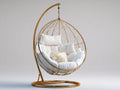 Hängesessel für Garten - Polyrattan Hängesessel 105x105x195 cm - Gold Weiß - Freistehender Hängesessel im modernen Design
