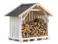 Kaminholzregal Holzlager Holz Metall Holz - 170x80x180 cm - Weiß Natur Schwarz Modern Outdoor Holzlagerung
