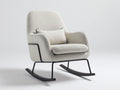 Schaukelstuhl - Bouclé Stoff Metall - 75x95x100 cm - Weiß - Modern Minimalistisch Wohnzimmer Entspannungsdesign