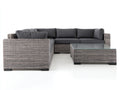 Gartensofas Polyrattan Metall 240x180x75 cm - Grau - Outdoor Lounge Set mit Tisch