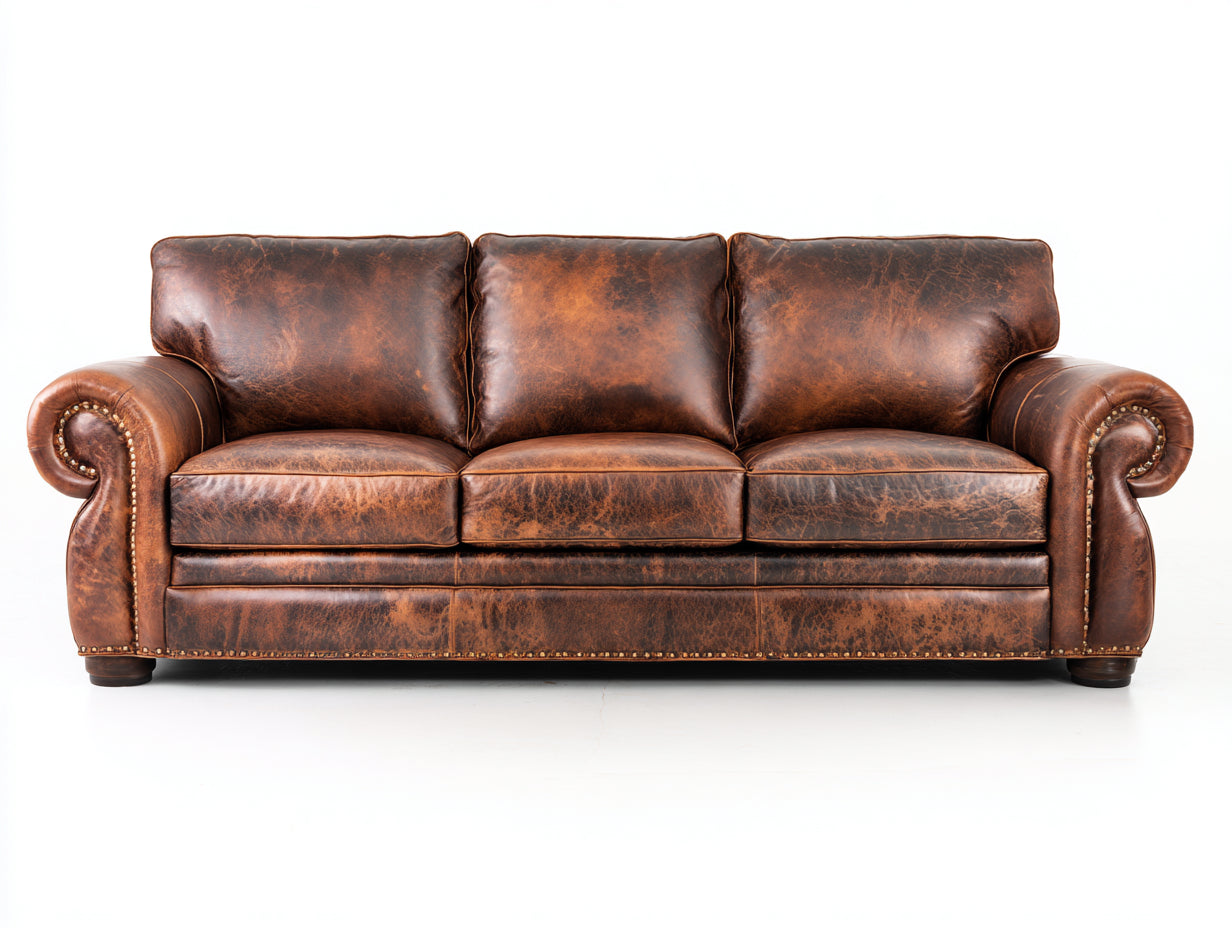 3 Sitzer Sofas Echtleder Braun 210x90x80 cm Vintage Klassisch Design