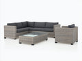 Gartensofa - Polyrattan Garten Lounge Set 285x225x82 cm - Naturgrau Dunkelgrau - Gartensofa mit Gartensessel und Couchtisch im modernen Design