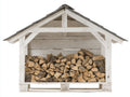 Kaminholzregal Holz Weiss-Grau mit Holzdach 160x70x170 cm Brennholzregal Feuerholzregal für Garten Terrasse