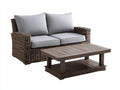 Gartensofas Rattan Holz Metall 180x80x75 cm - Grau Braun - Modernes Garten Lounge Set