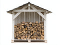 Kaminholzregal - Kaminholzregal aus Holz 150x80x190 cm - Weiß Natur - Brennholzregal mit Satteldach für den Außenbereich