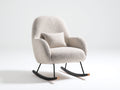 Schaukelstuhl Bouclé Stoff Modern mit Metallkufen 80x75x90 cm - Cremeweiß - Skandinavisches Design