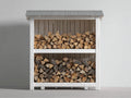 Kaminholzregal Holzlager Holz Metall - 160x60x180 cm - Weiß Grau Natur Modern Outdoor Holzlagerung
