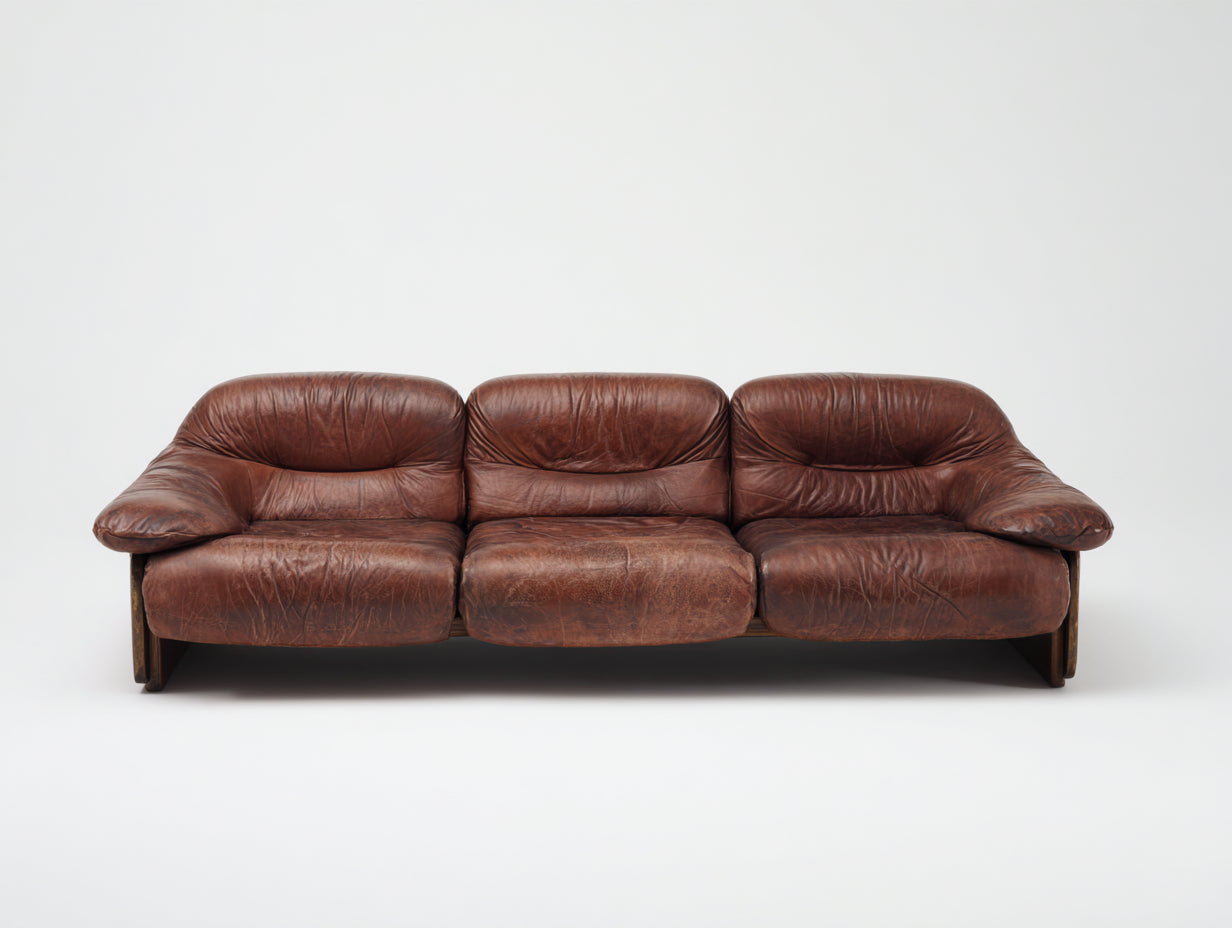 3 Sitzer Sofa - Echtleder - 235x95x85 cm - Braun - Vintage Klassisch Wohnzimmer Komfort Design