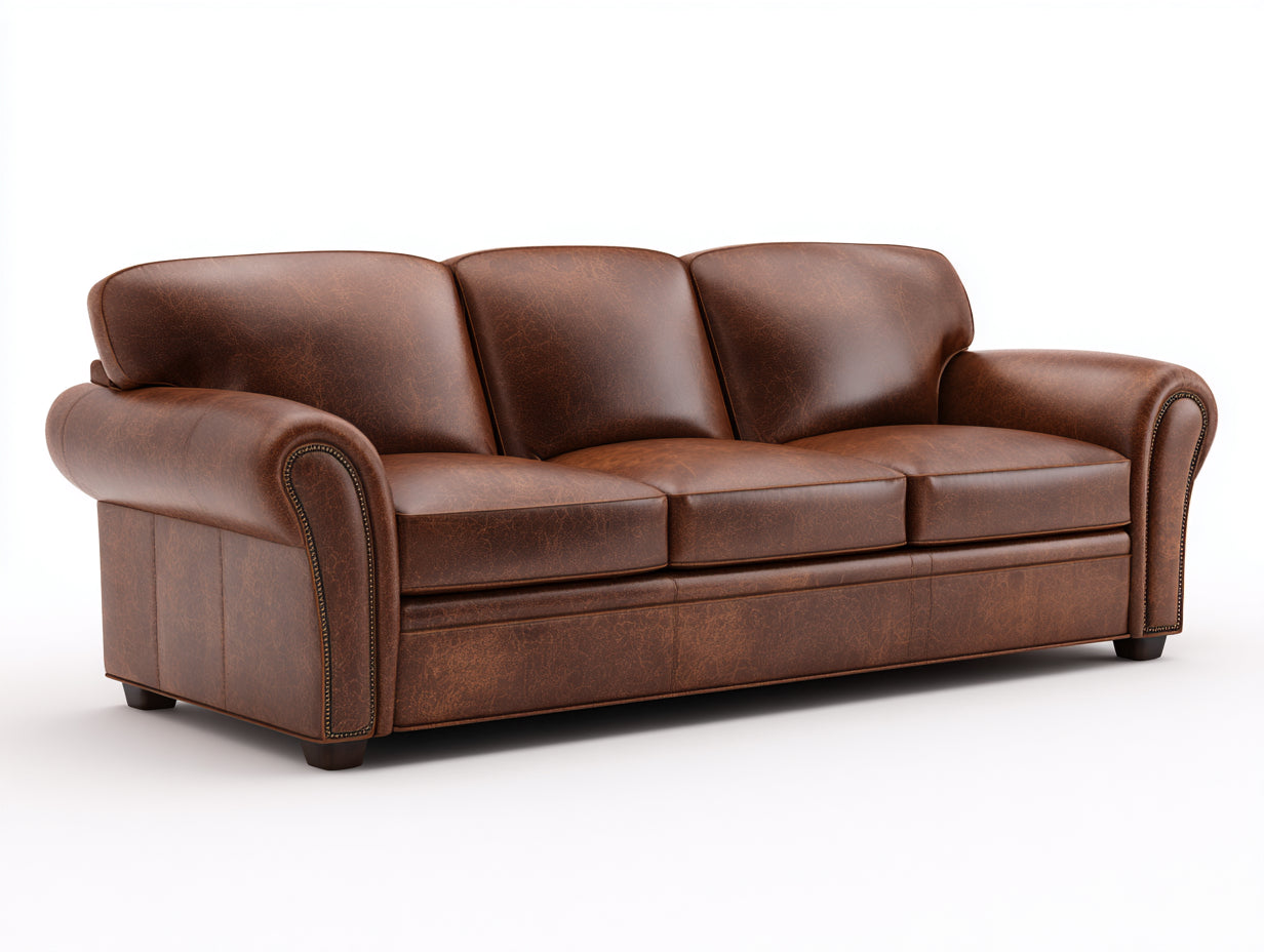 3 Sitzer Sofas Echtleder Braun 210x90x80 cm Klassisch Vintage Design