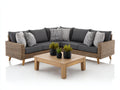 Gartensofa Set Rattan Metall Holz - 230x230x85 cm - Grau Natur Rattan Modern Outdoor Lounge Design