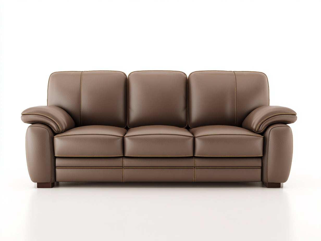 3 Sitzer Sofas - Kunstleder Sofa 210x90x88 cm - Braun - Gepolstertes Wohnzimmer Sofa im klassischen Design
