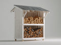 Kaminholzregal Holz Weiß Metall 160x120x210 cm - Weiß-Grau - Großes Outdoor Holzlager mit Dach