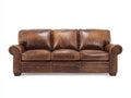 3 Sitzer Sofa Braun Vintage Lederoptik 205x88x84 cm Wohnzimmer Couch klassisch Chesterfield Stil