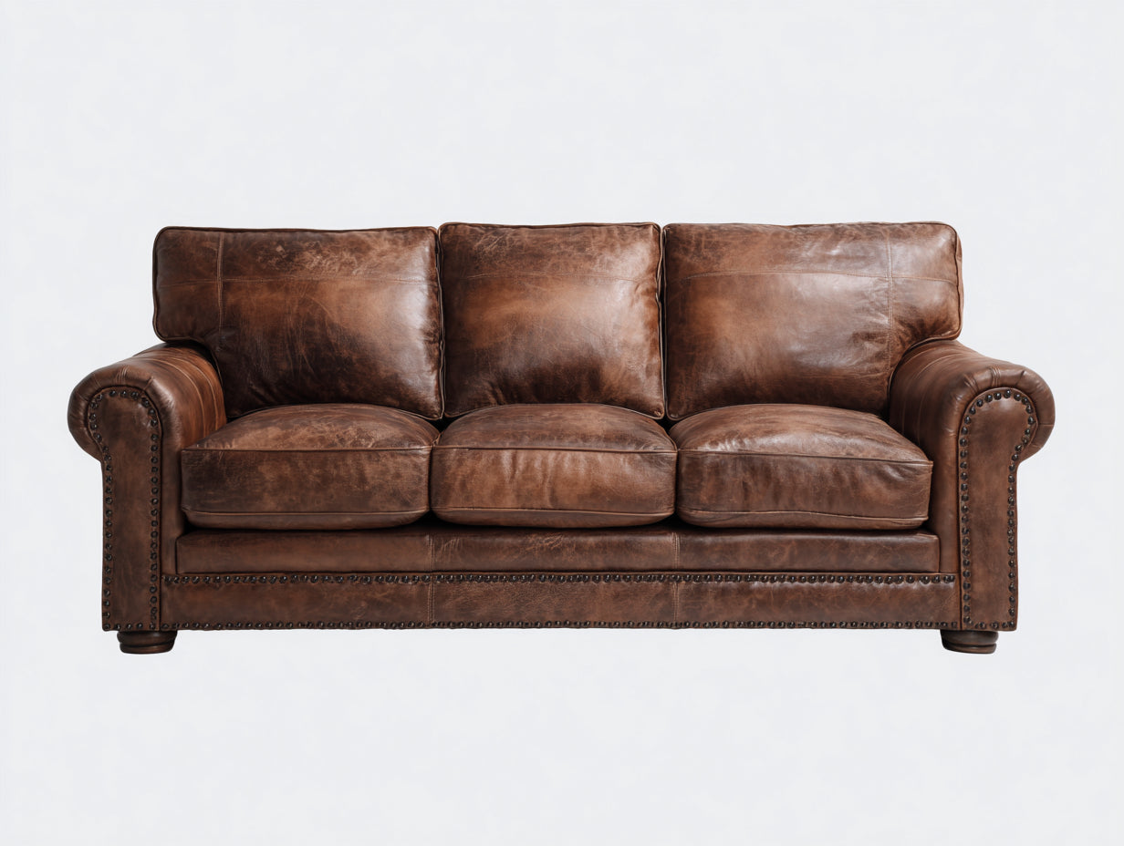 3 Sitzer Sofas Echtleder Braun 210x90x80 cm Klassisch Vintage Design