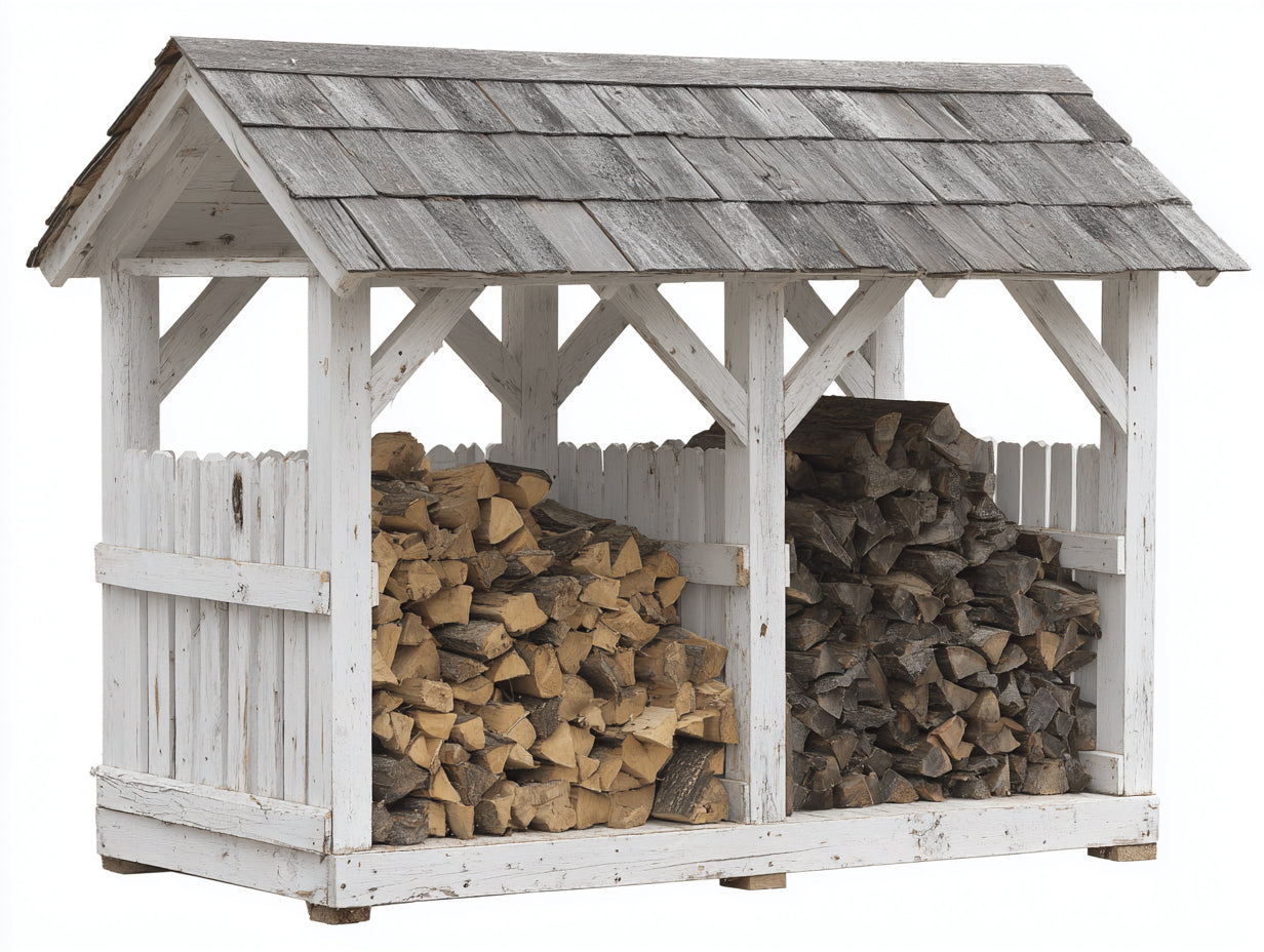 Kaminholzregal Holz Weiss-Grau mit Holzdach 200x70x170 cm Brennholzregal Feuerholzregal für Garten Terrasse