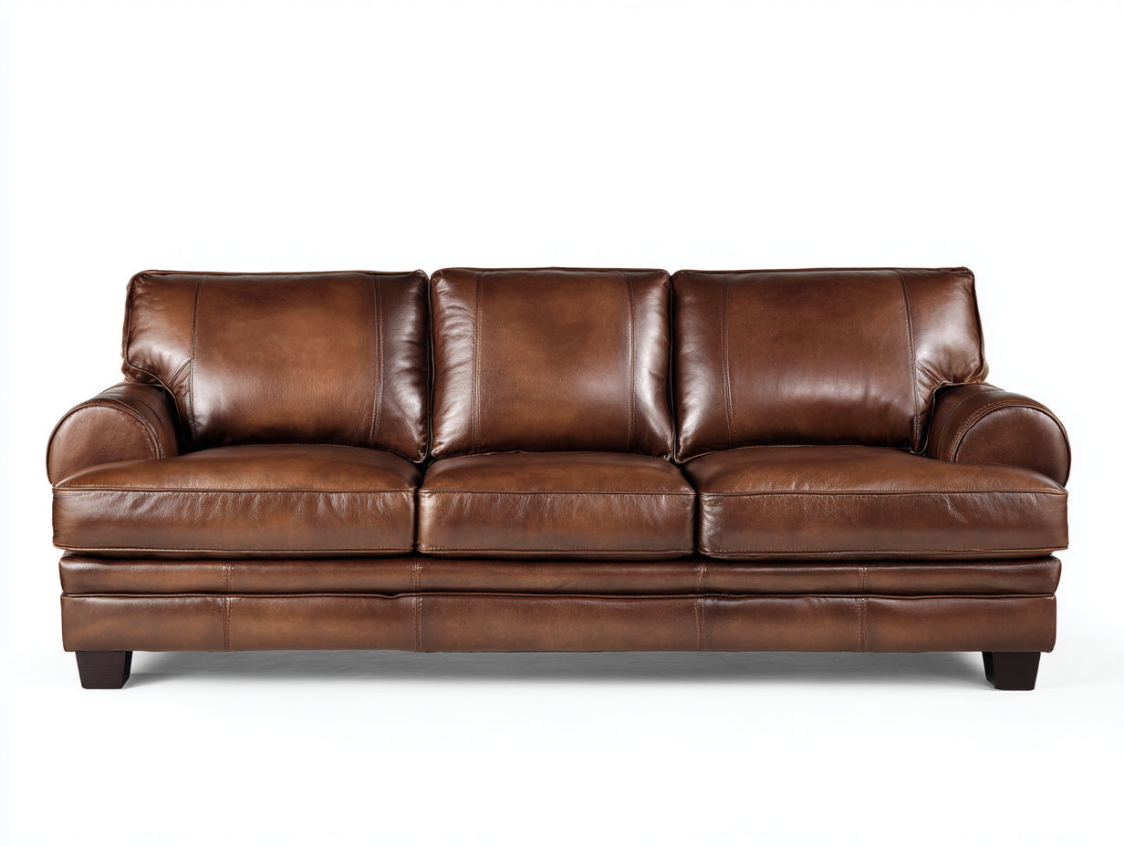 3 Sitzer Sofa Leder Braun 210x90x75 cm - Klassisches Design Wohnzimmer Sofa