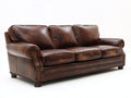 3 Sitzer Sofa Leder Braun Vintage Stil Klassisch Polstergarnitur Wohnzimmer 210x88x85 cm Elegant Komfortabel