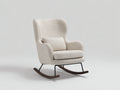 Schaukelstuhl Boucle Creme Holz Metall 80x75x95 cm Modern Skandinavisch Design